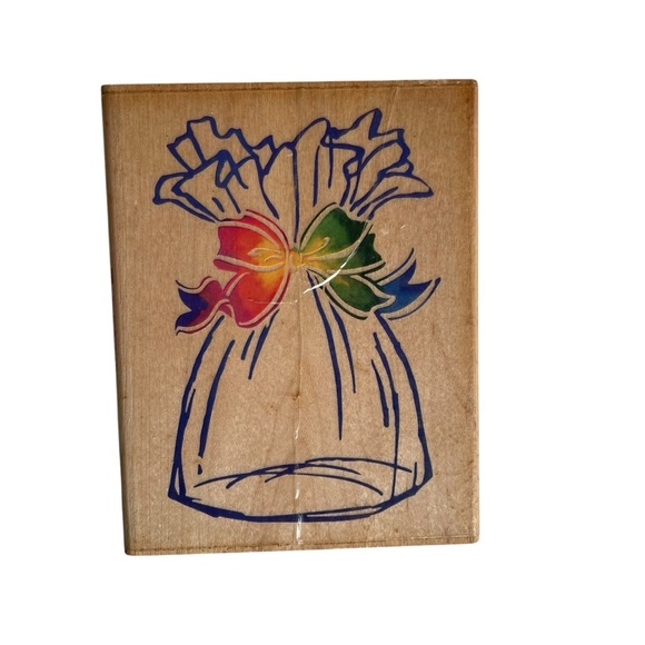 Surprise Bag Wood Mounted Rubber Stamp Birthday Christmas Party Halloween Treat - Picture 1 of 6